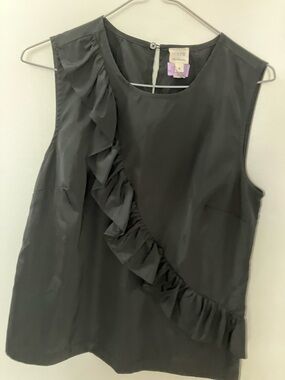 J. Crew Black Sleeveless Ruffle Camisole